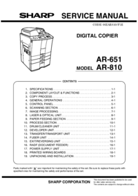Zobrazit dokument Sharp AR-810 Servisní příručka
