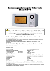 Zobrazit dokument Sharp R-208 Uživatelský manuál