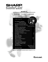 Zobrazit dokument Sharp R-425E Specifikace